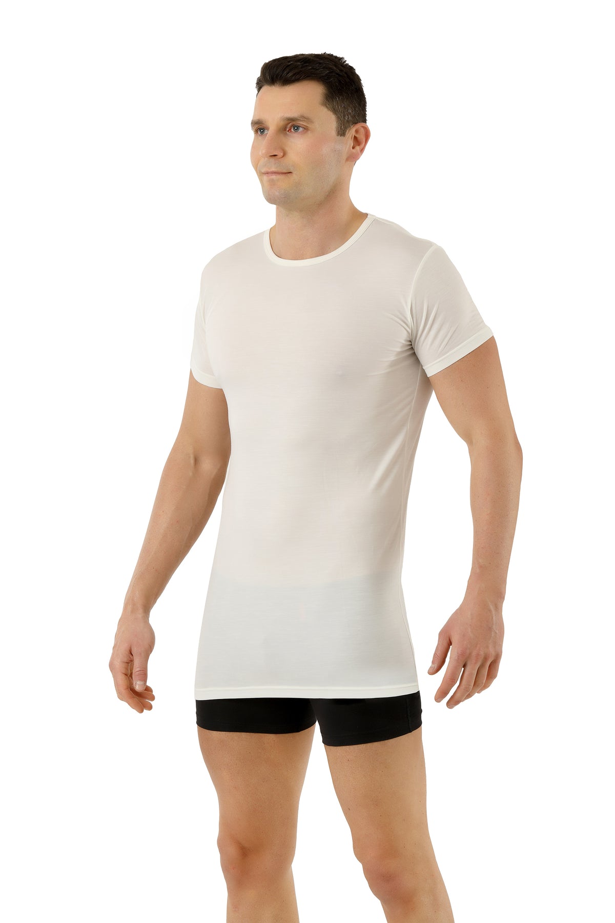 Men's Crew Neck Undershirt Short Sleeve Off-white Performance Merino-TENCEL™ Auckland