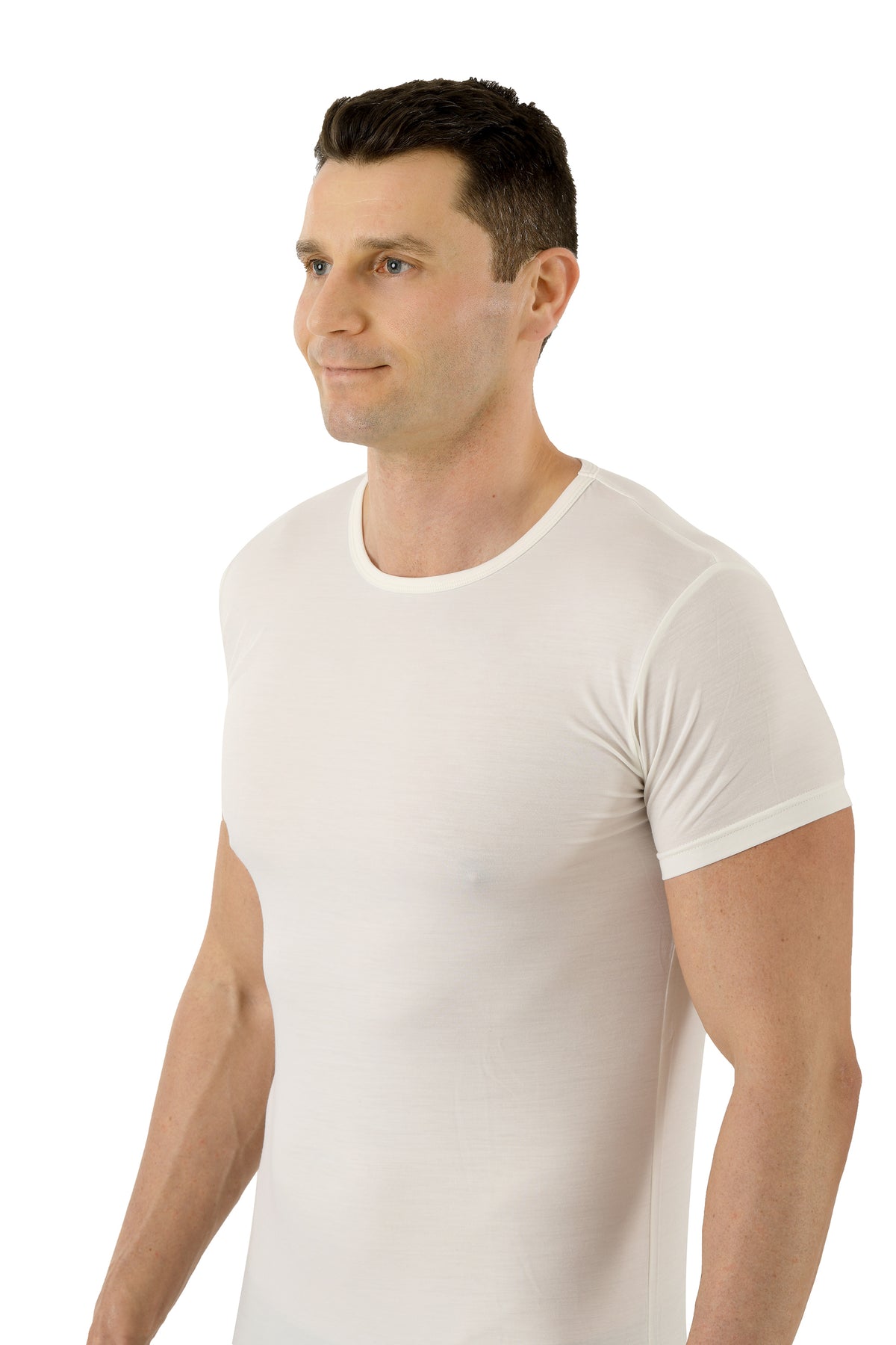 Men's Crew Neck Undershirt Short Sleeve Off-white Performance Merino-TENCEL™ Auckland