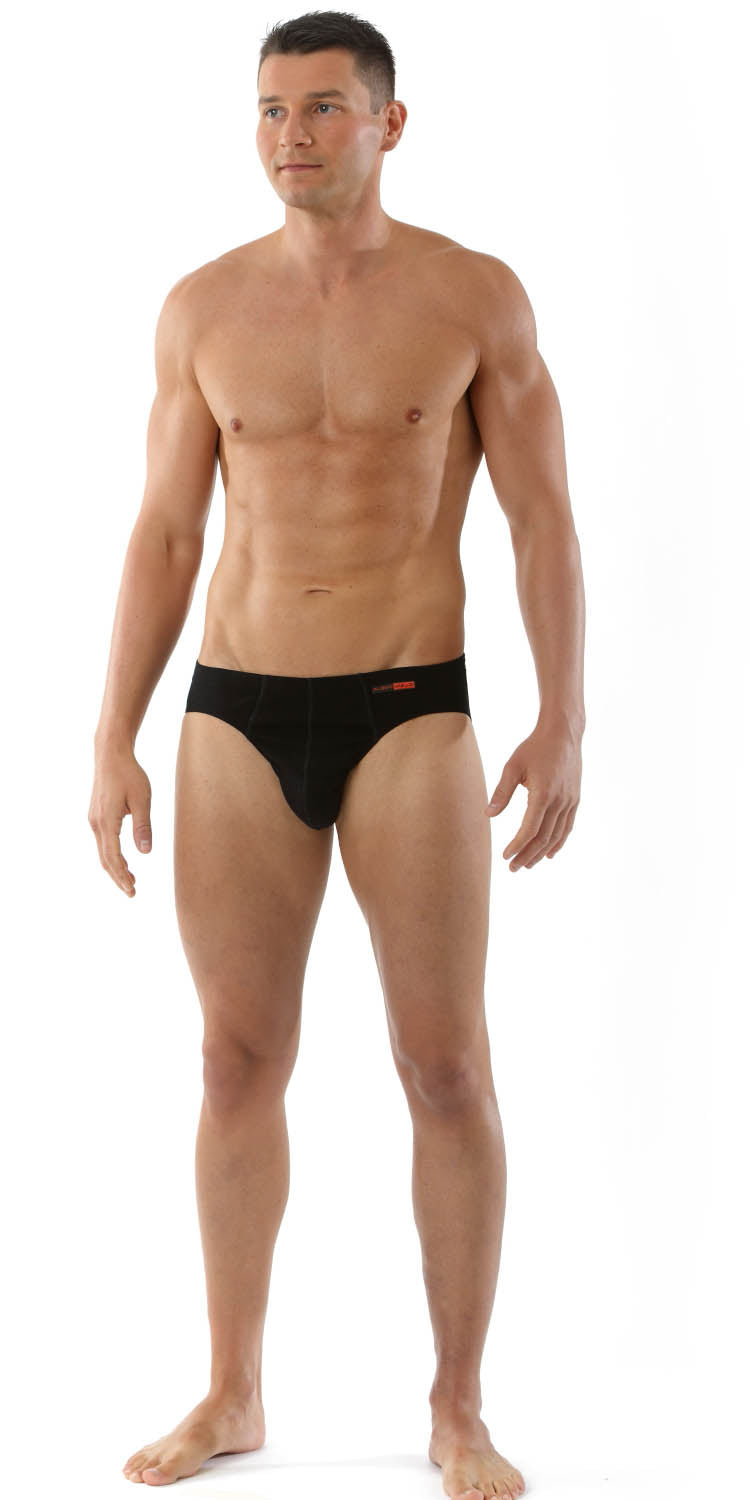 Herren Slip Doppelpack Baumwolle-Modal Elastik Schwarz
