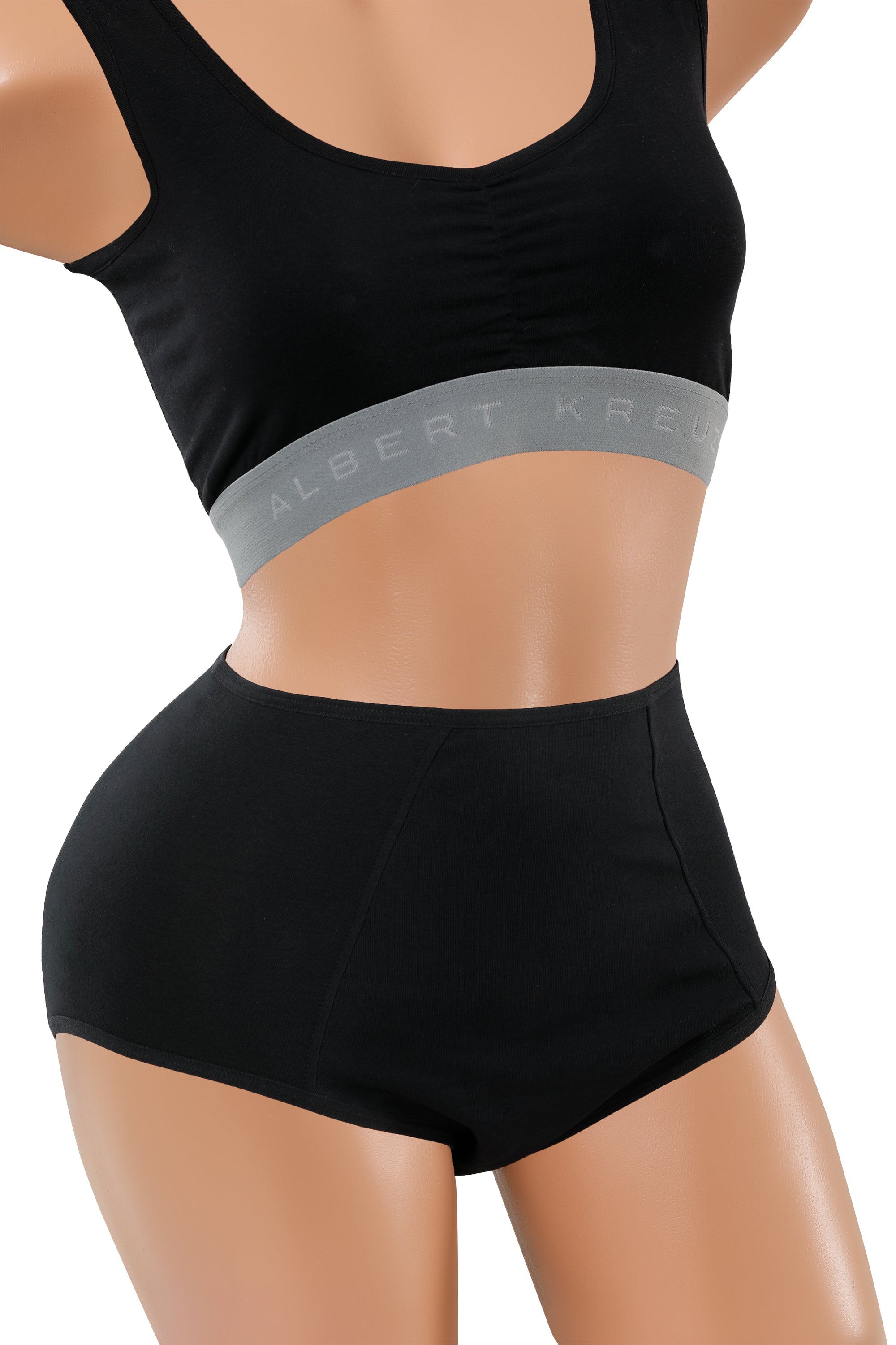 2-Pack Periodenslip Bio-Baumwolle schwarz High waist