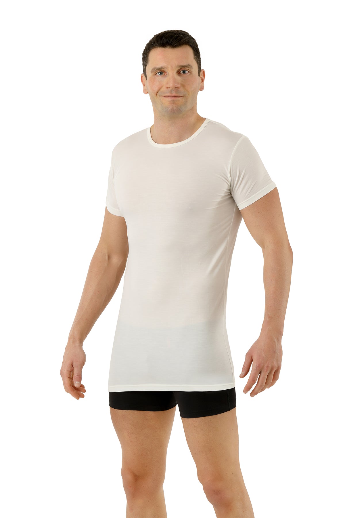 Men's Crew Neck Undershirt Short Sleeve Off-white Performance Merino-TENCEL™ Auckland