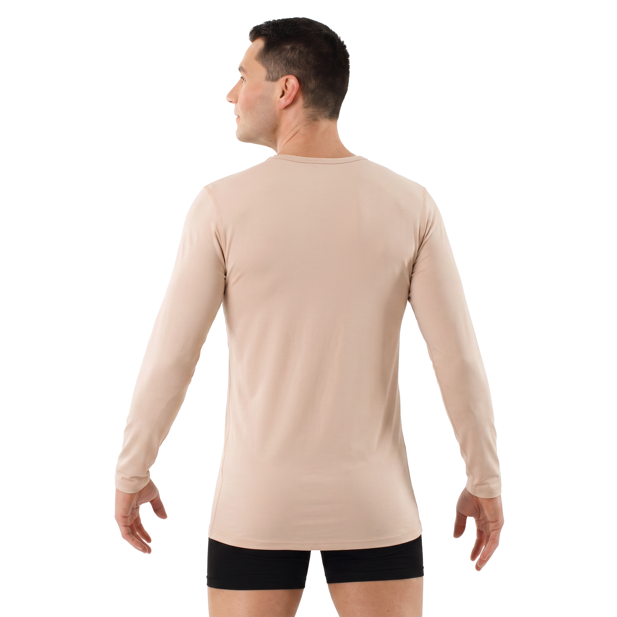 2-Pack long sleeve undershirts v-neck stretch cotton beige