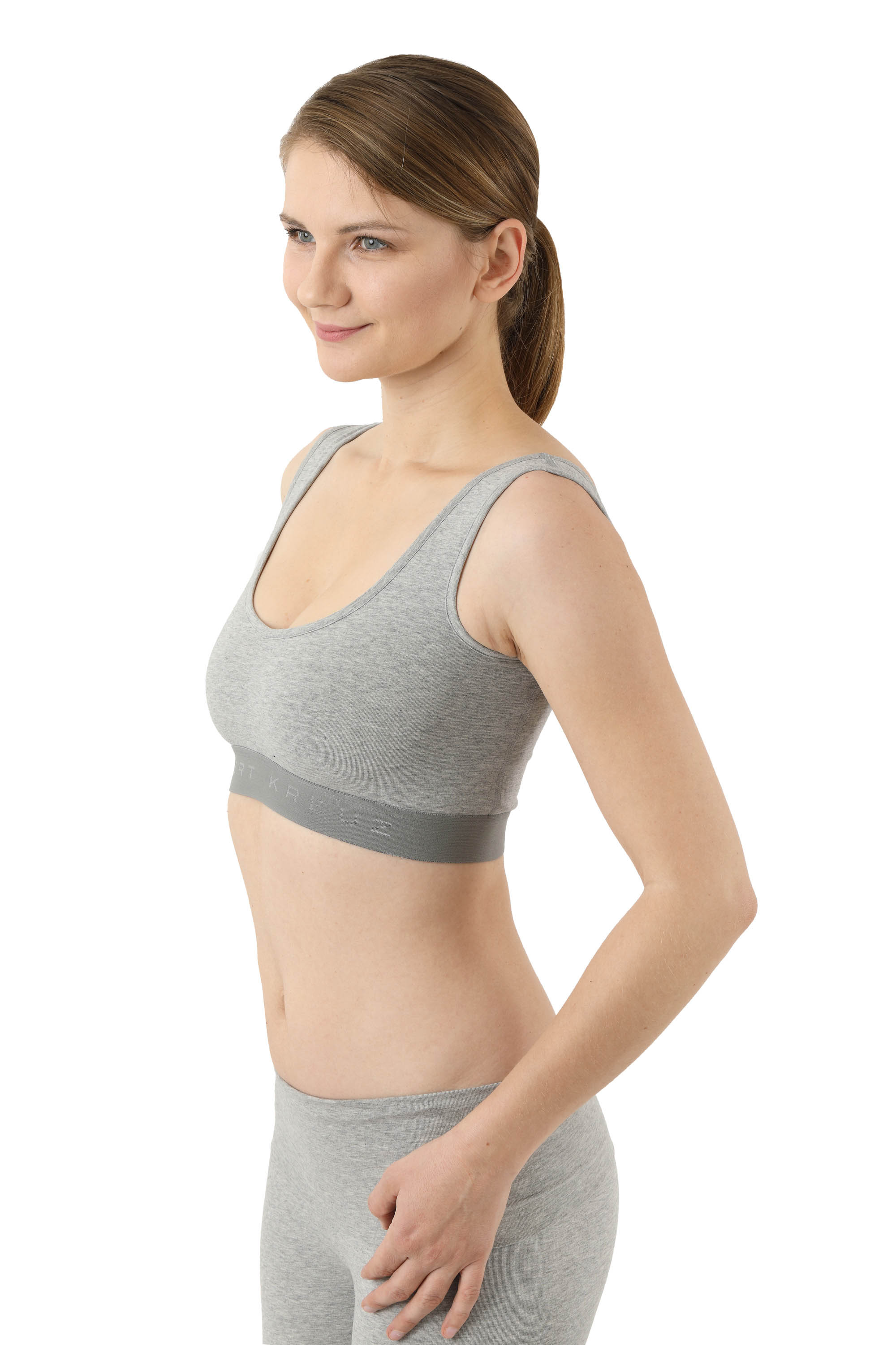 Sport-Bustier BH-Top Bio Stretchbaumwolle grau