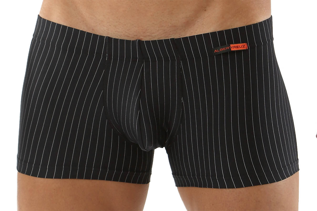 Microfaser Retro-Shorts "Business" Schwarz mit Nadelstreifen