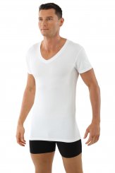 Men's microfiber undershirt "Stuttgart" with flat v-neck short sleeves white 