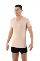 Men's invisible organic cotton undershirt "Berlin" with v-neck beige 