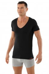 Men's undershirt "Hamburg" flat deep v-neck stretch cotton black 