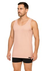 Invisible business tank top – sleeveless A-shirt, 100% organic cotton rib, beige 