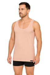 Invisible business tank top – sleeveless A-shirt, 100% organic cotton rib, beige 