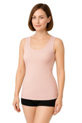 Sleeveless rib-cotton undershirt with deep scopp neck 