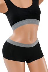Women's boyshort panty stretch cotton black 