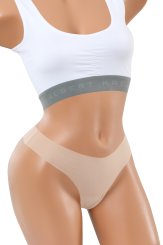 3-Pack Laser cut invisible seamless mid-rise panty briefs stretch cotton  beige