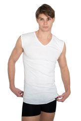 Men's organic cotton business tank top undershirt "Berlin" with v-neck white 