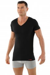 Men's undershirt "Hamburg" short sleeves v-neck stretch cotton black 