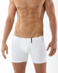Men's boxer briefs "Sylt" microfiber white with transparent stripes 