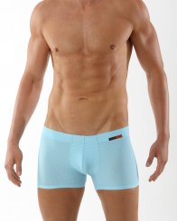 Men's boxer briefs microfiber light blue checkered pattern 