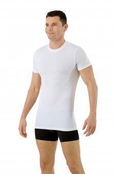 Functional COOLMAX® cotton undershirt crew neck short sleeves white 
