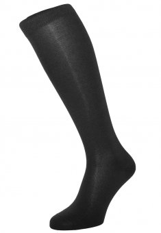 Men's knee-high business socks with cashmere inside - black 