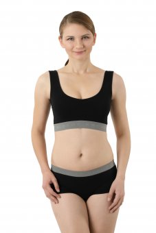 Women's slip-on wireless comfort bra organic stretch cotton black 