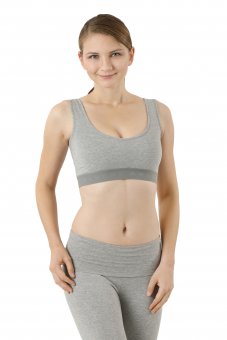 Women's slip-on wireless comfort bra organic stretch cotton gray 