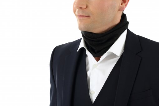 Neck warmer made of merino wool and silk, unisex in anthracite-gray 