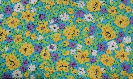 Pocket square yellow, green, blue - flowers, design 200040 
