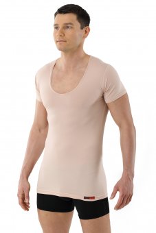 Men's invisible undershirt "Hamburg" deep v-neck stretch cotton beige 