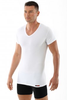 Men's undershirt "Hamburg" short sleeves v-neck stretch cotton white 