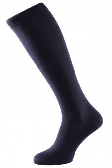 Men's elegant knee-high business socks made of pure silk navy-blue 42-44