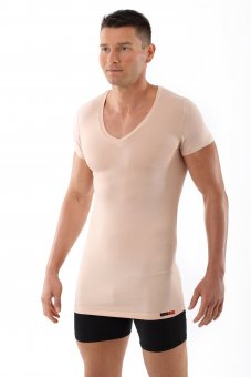 Men's invisible undershirt "Stuttgart light" flat v-neck MicroModal light beige 
