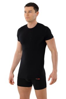 Men’s Organic Short-Sleeve Undershirt in Single Jersey – Black 
