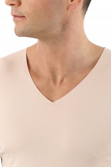 KliSa 3-Pack Mens Business-Undershirt v-Neck/Invisible Undershirt/Skin Coloured t-Shirt/Nude 