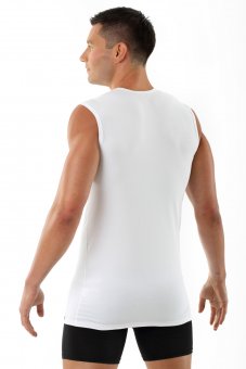 ALBERT KREUZ  Men's tank top undershirt Hamburg crew neck stretch cotton  white