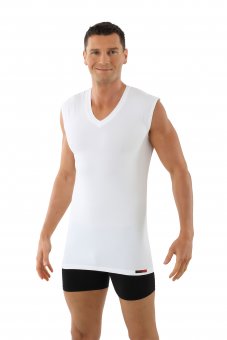 Men's functional Coolmax undershirt sleeveless with v-neck white