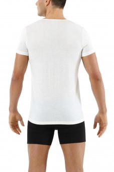 Men S Undershirt Merino Wool Short Sleeves V Neck Off White Albert Kreuz