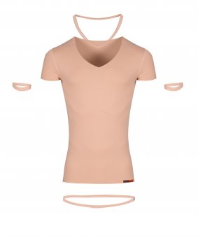 Anti-Sweat Dry Skin Nude Cotton Coolmax® with V-Neck and Short Sleeves Albert Kreuz Invisible Business Undershirt of Functional Technical Fabric 