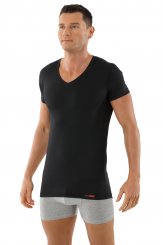 Men's functional Coolmax business undershirt with v-neck black 