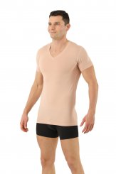 Invisible functional cotton undershirt v-neck short sleeves beige 