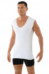 Laser cut seamless deep v-neck undershirt sleeveless stretch cotton white 