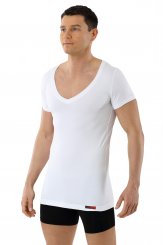 Men's functional Coolmax business undershirt with deep v-neck white 