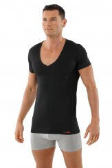 Men's functional Coolmax business undershirt with deep v-neck black 