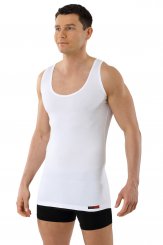 Men's business tank top "Hamburg" deep round neck stretch cotton white 