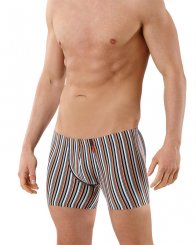 Men's boxer briefs microfiber orange-black-gray striped 