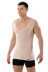 Men's invisible undershirt "Stuttgart light" deep-v MicroModal light beige 