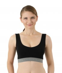 Women's slip-on wireless comfort bra organic stretch cotton black 