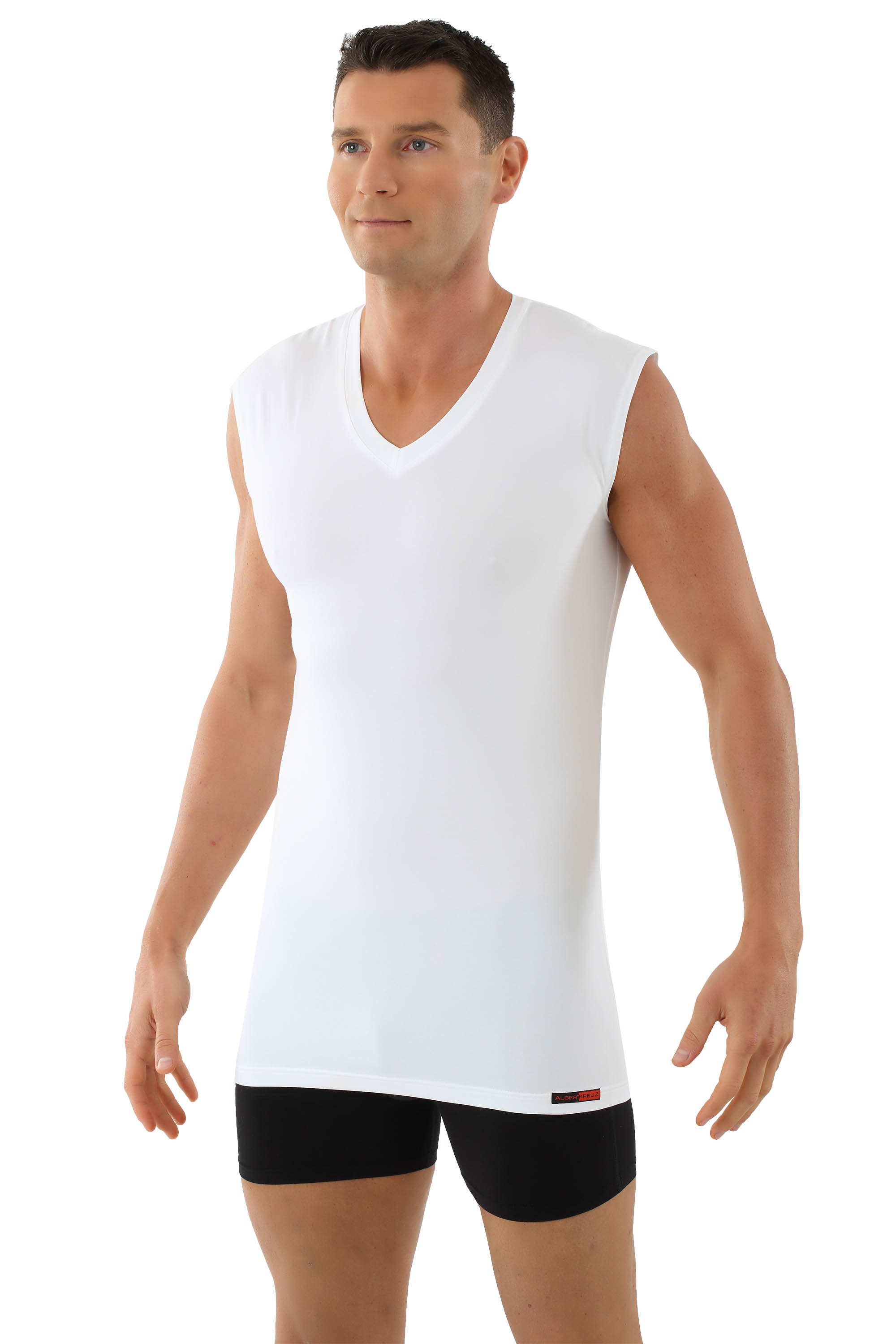 Mens Shirt Cotton Stretch High Neck Sleeveless Slim Tank Top