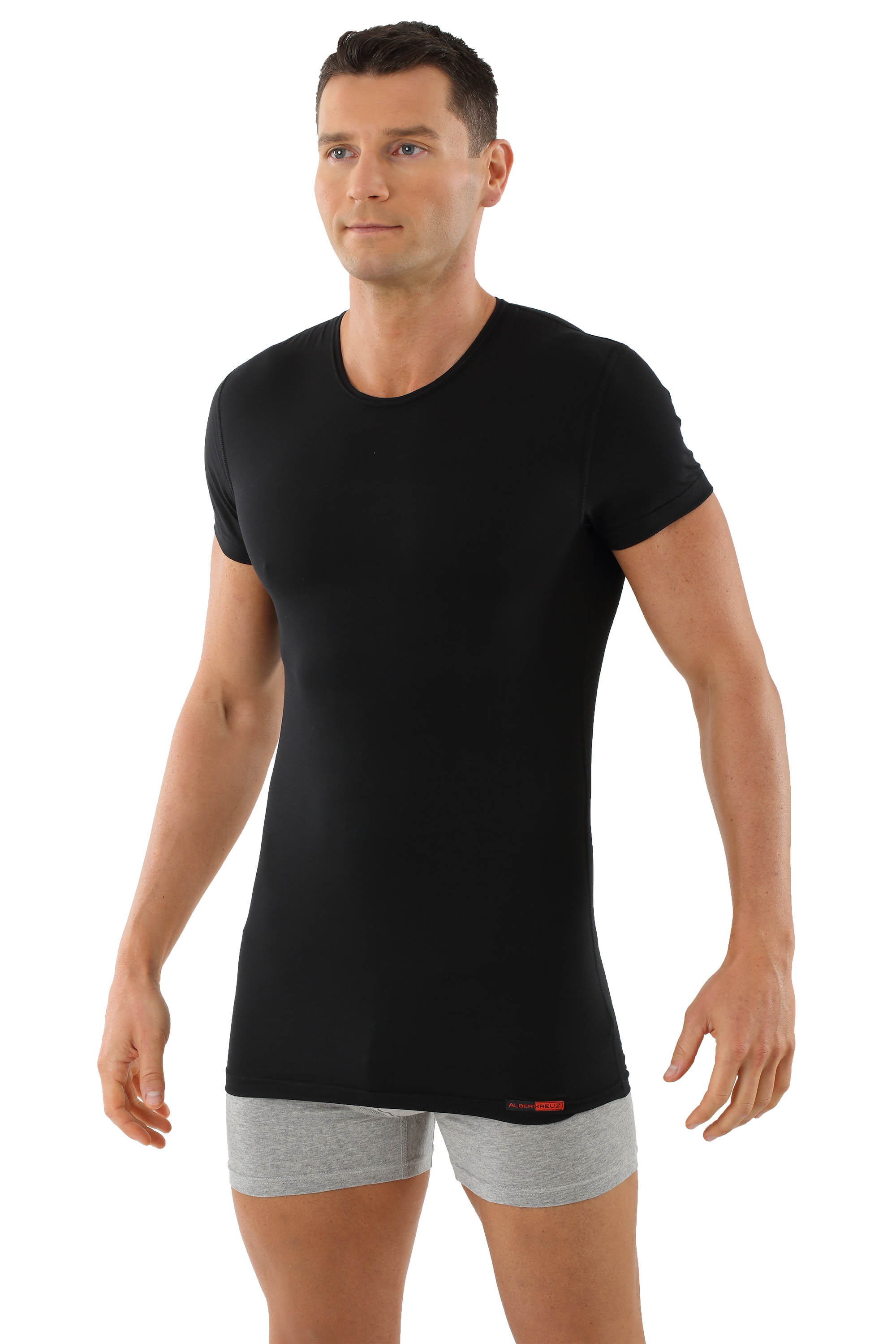 Short-sleeved Cotton Shirt - Black - Men