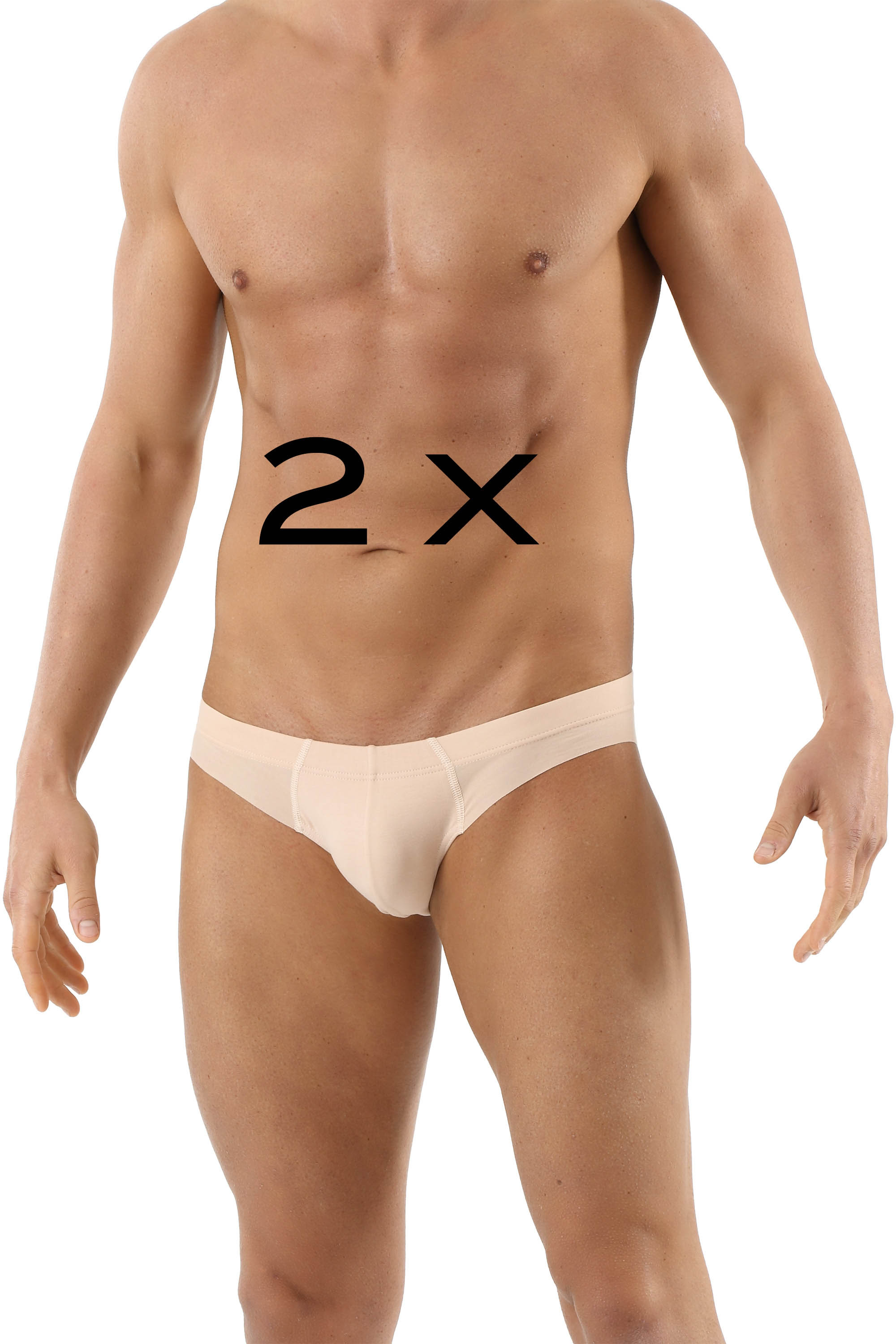 ALBERT KREUZ  2-Pack Men's invisible laser cut seamless briefs stretch  cotton beige