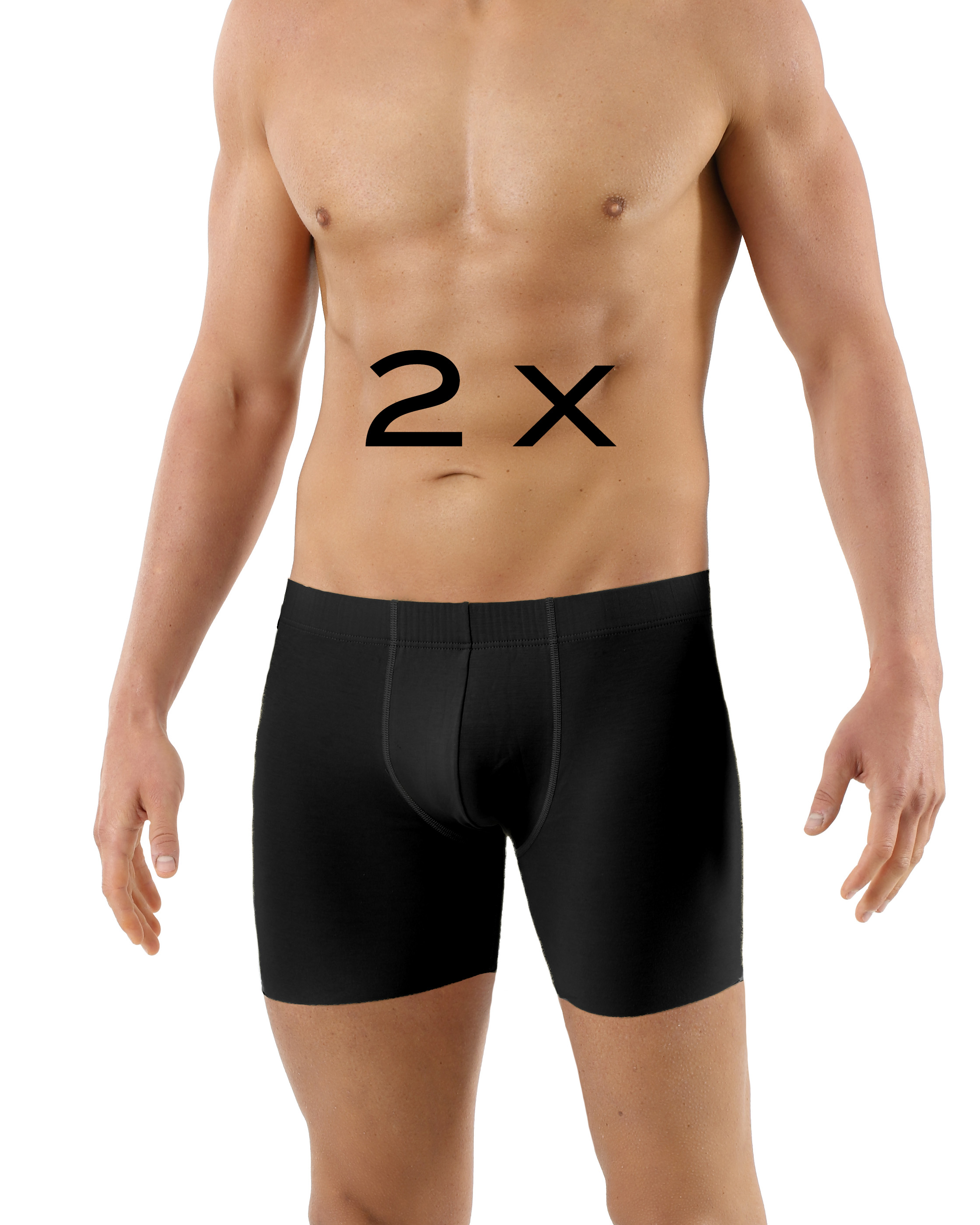 2-Pack Laser cut seamless boxer briefs stretch cotton black