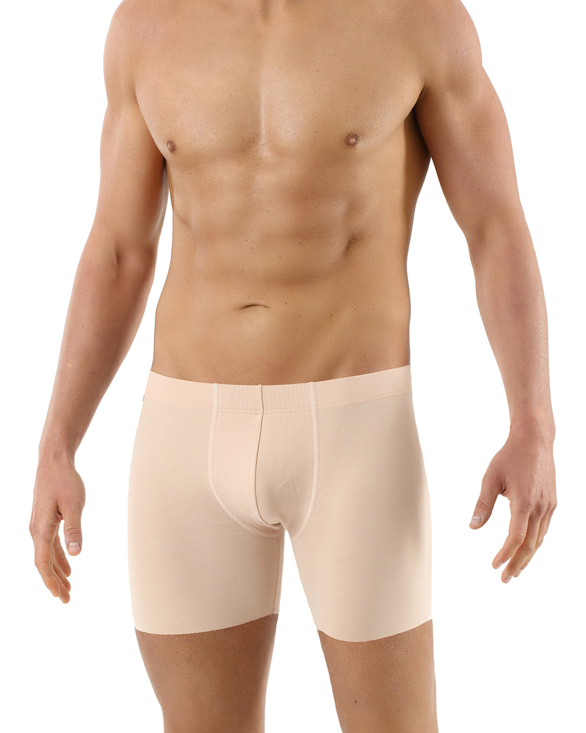 2-Pack Laser cut invisible seamless boxer briefs stretch cotton beige
